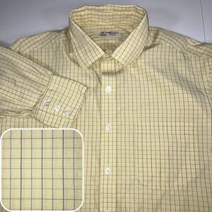 Vintage Turnbull & Asser Shirt Mens 17 Pale Yellow Windowpane Made in England